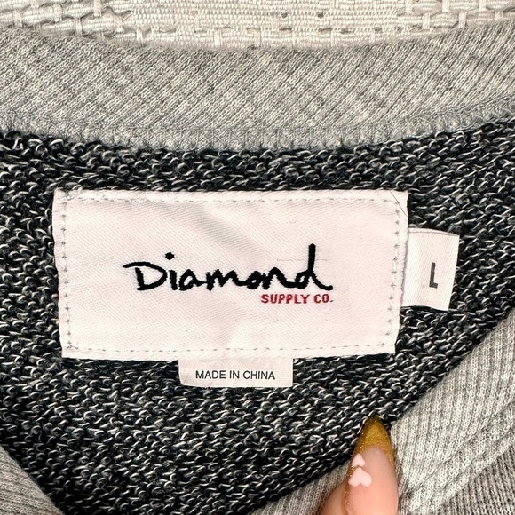 Men's Diamond Supply crewneck knit grey t-shirt size L - Picture 6 of 6